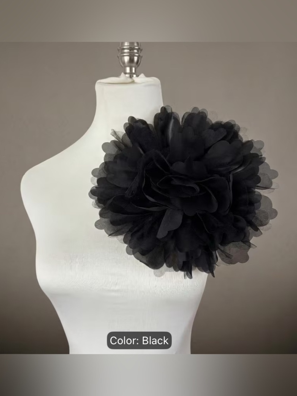 Black Floral Tulle Brooch Pin - Women Accessories